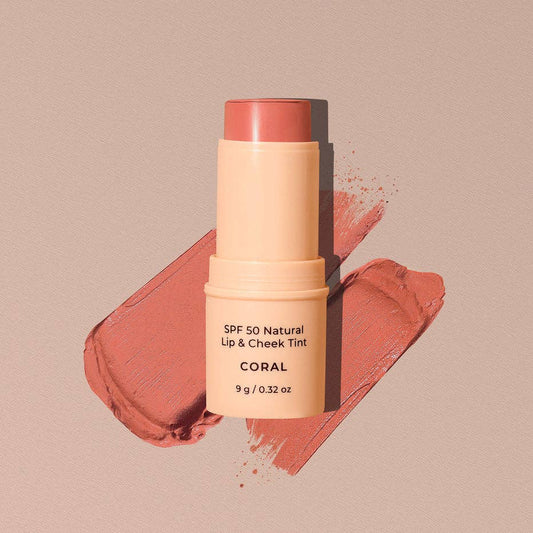 Avocado Zinc SPF 50 Natural Lip & Cheek Tint: Coral