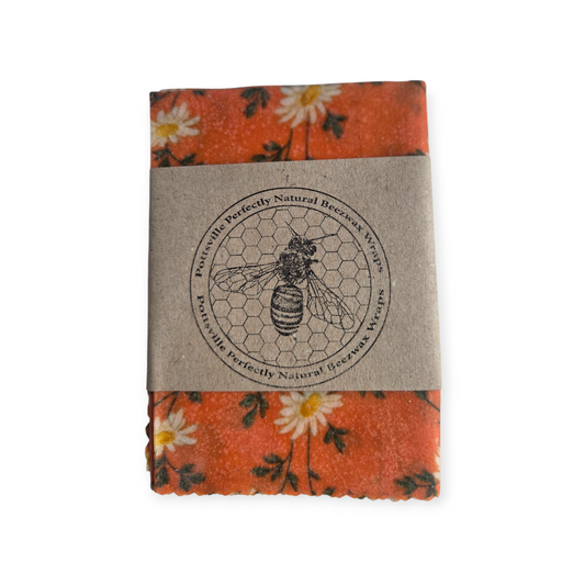 Tweed Real Food Beeswax Wrap - Wild Daisy on Burnt Orange