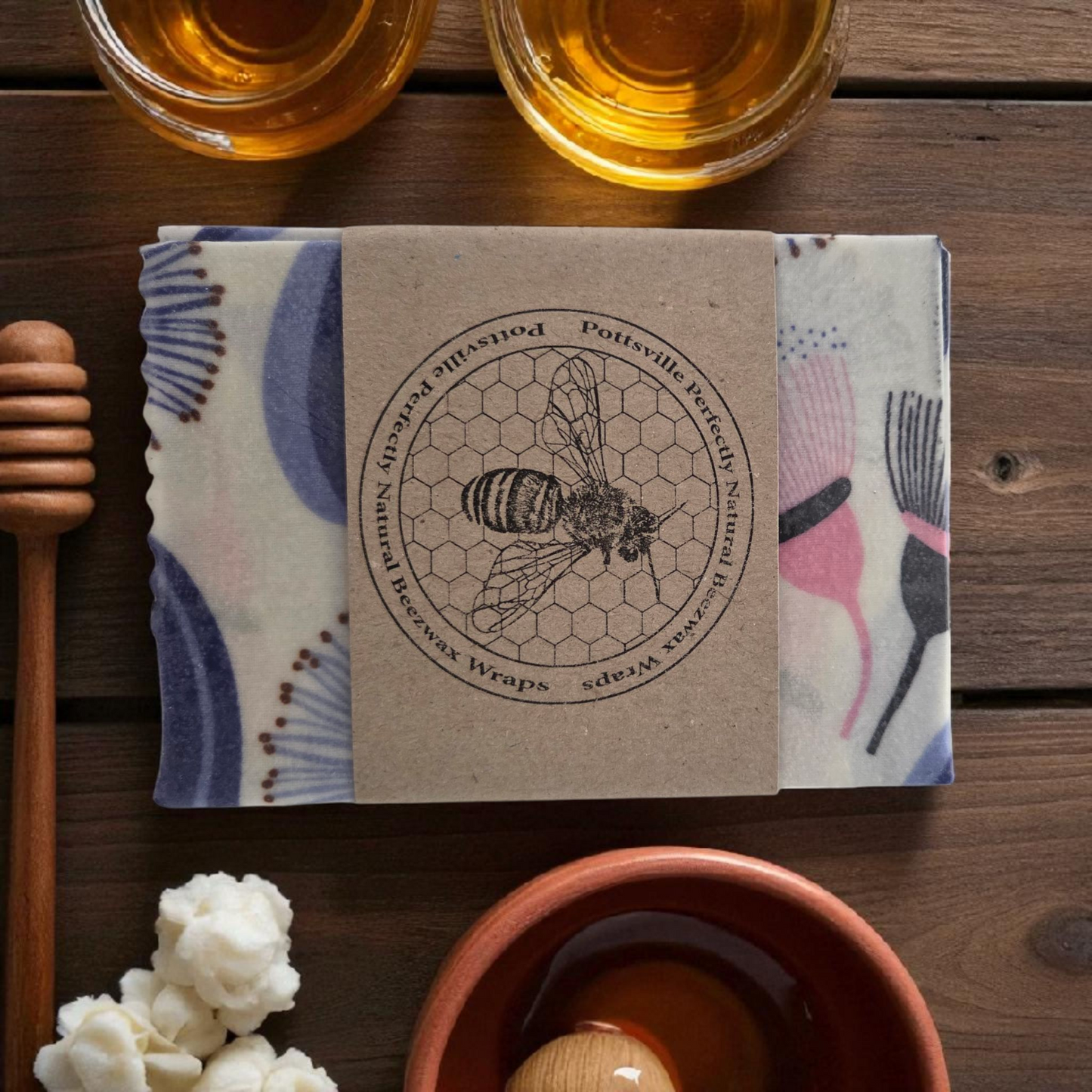 Tweed Real Food Beeswax Wrap - Gum Blossom Blue