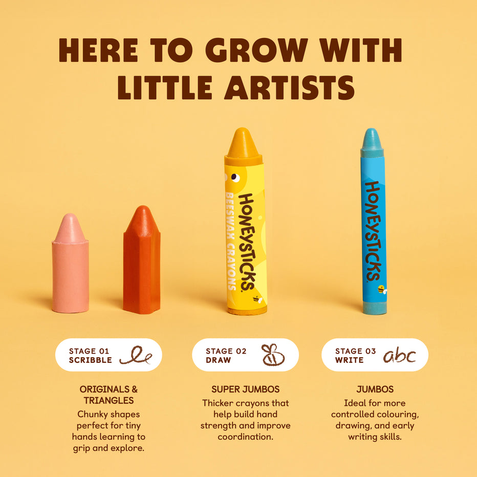 Honeysticks Beeswax Crayons - Originals - Pastels -12pk
