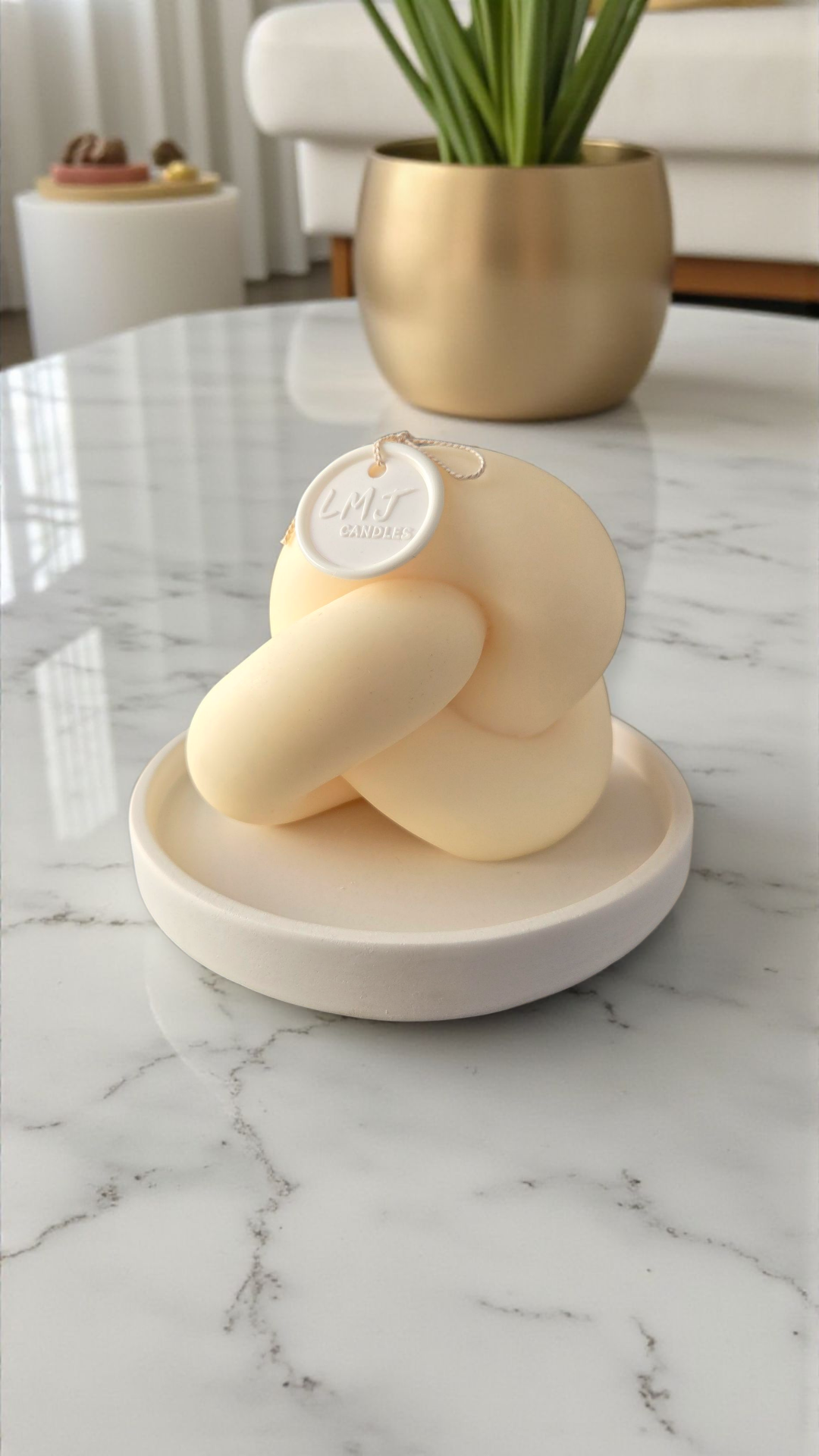 LMJ Candles Large Knot Scented Soy Candle - Amalfi Coast, Lemongrass & Persian Lime, or Pink Lemonade