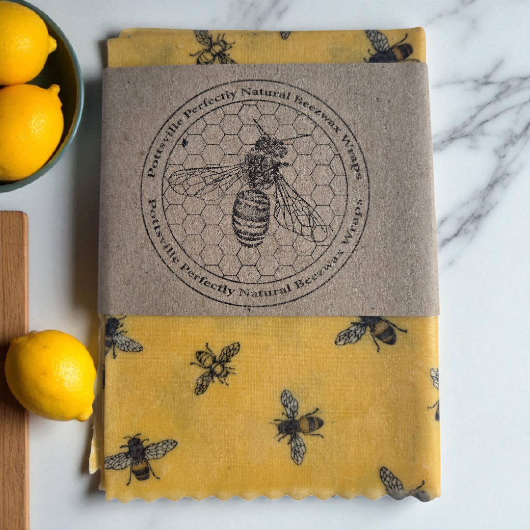 Tweed Real Food Beeswax Wrap- Bees on Yellow