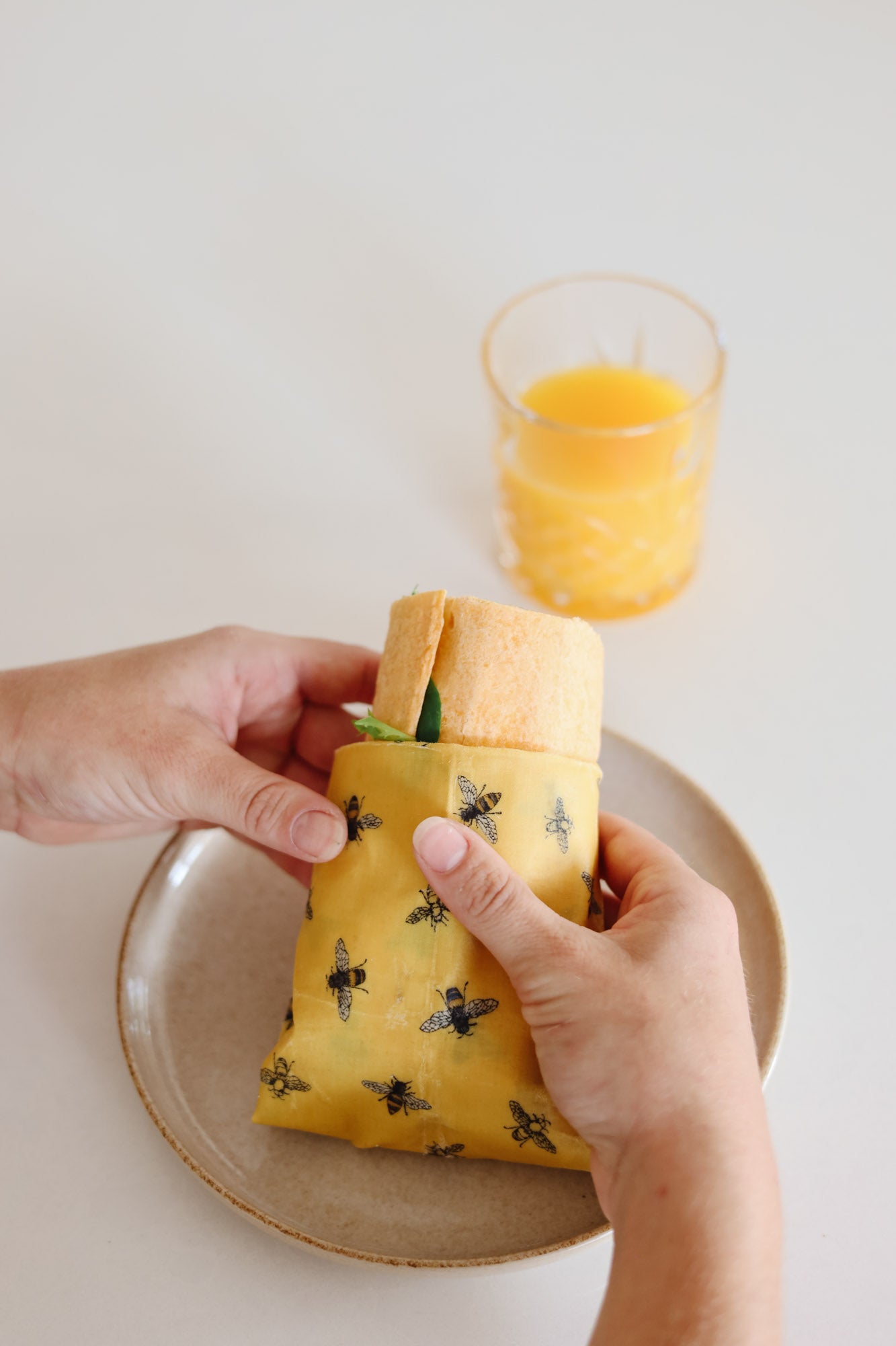 Tweed Real Food Beeswax Wrap- Bees on Yellow